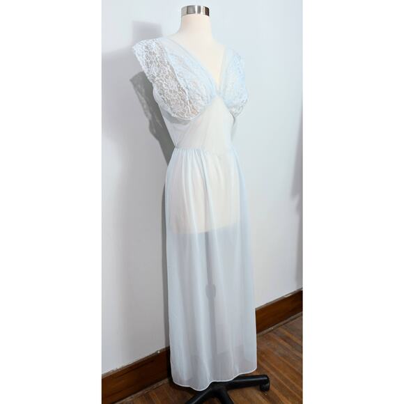 Blue Chiffon and Lace Maxi Nightgown - Picture 7 of 8